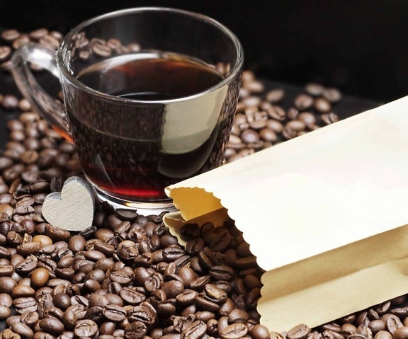 Темний кави пити, насіння, скло, кофеїн, рідина