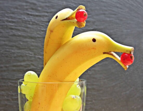 banana, fruit, art, dolphin, currant, decoration, food