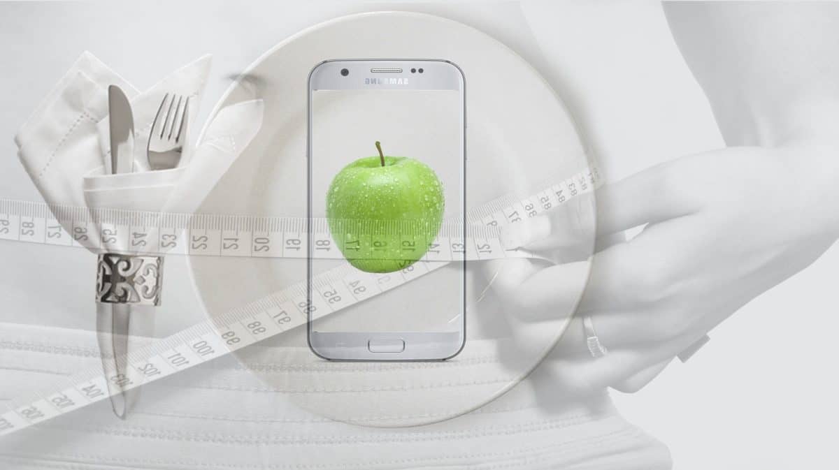 fotomontáž, tanier, apple, diéta, potraviny, organické, zdravie