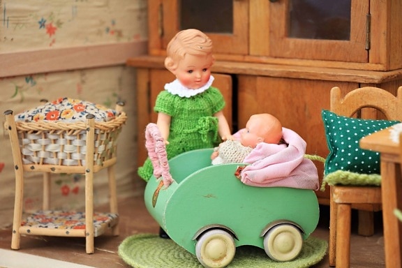 Baby, dítě, hračky, nábytek, panenky, dětství, objekt, roztomilý