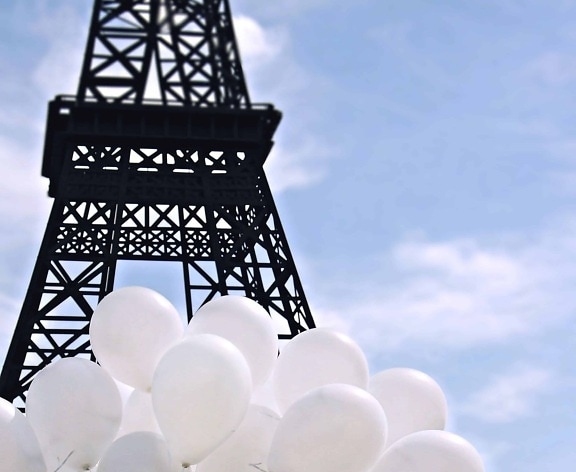 Frankrike, Paris, stål, konstruktion, sky, torn, metall, konstruktion, ballong, hög, Utomhus