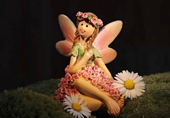 играчка, Фото студио, кукла, момиче, крила, фея, цветя, декорация, Натюрморт, фигура