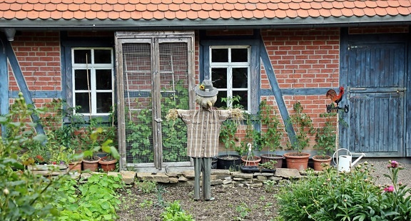Scarecrow, achtertuin, architectuur, venster, buitenkant, huis, Tuin, natuur