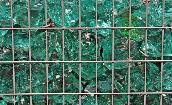 Abstrakcja, zielony kryształ, siatki, odbicie, metalowe