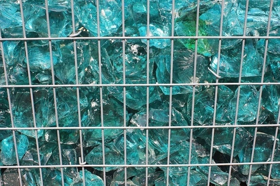 texture, abstraction, crystal, grid, blue, reflection, metal, fence
