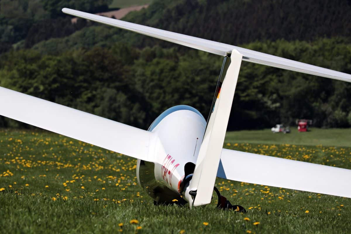 pesawat glider, kendaraan, kemudi, pesawat, rumput, padang rumput