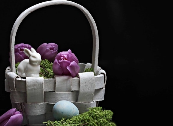 flor, cesta, huevos de Pascua, naturaleza muerta, decoración, vacaciones