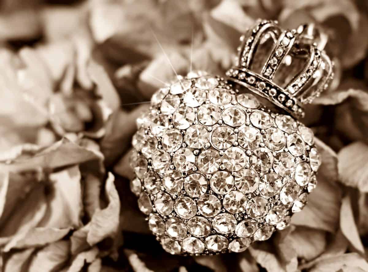 liści, jesień, biżuteria, serce, Korona, odbicie, diament