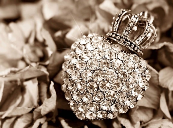 잎가, 보석, 하트, 왕관, 반사, 다이아몬드