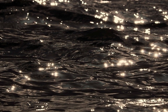 reflexão, preto e branco, sépia, onda, escuro, água, mar