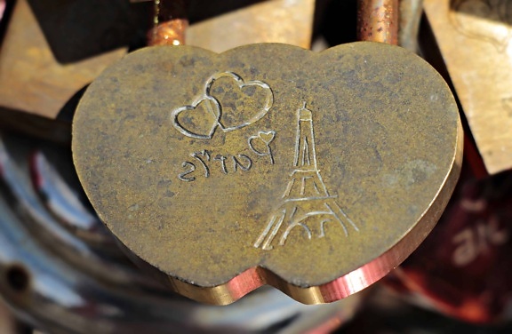 metal, serce, obiekt, wieża, miłość, Paryż, romans, metal