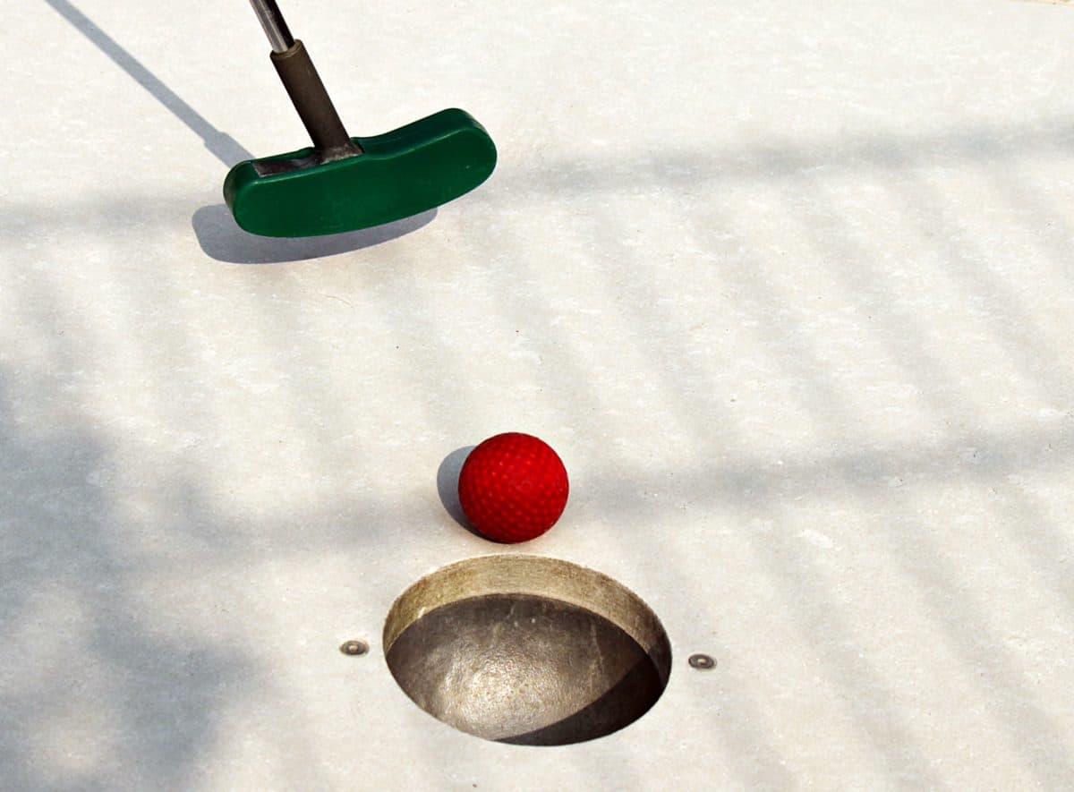 hole, shadow, sport, golf, red ball, entertainment, game, outdoor, shadow