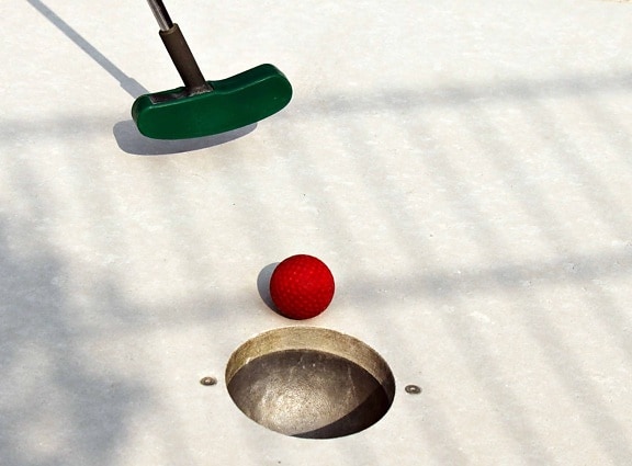дупка, сянка, спорт, голф, червена топка, Забавления, игра, на открито, сянка