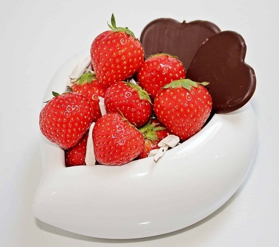 lækker, sød, chokolade, frugt, mad, jordbær