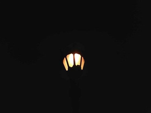 улична лампа, силует, нощ, тъмно, тъмнина, светлина, осветление