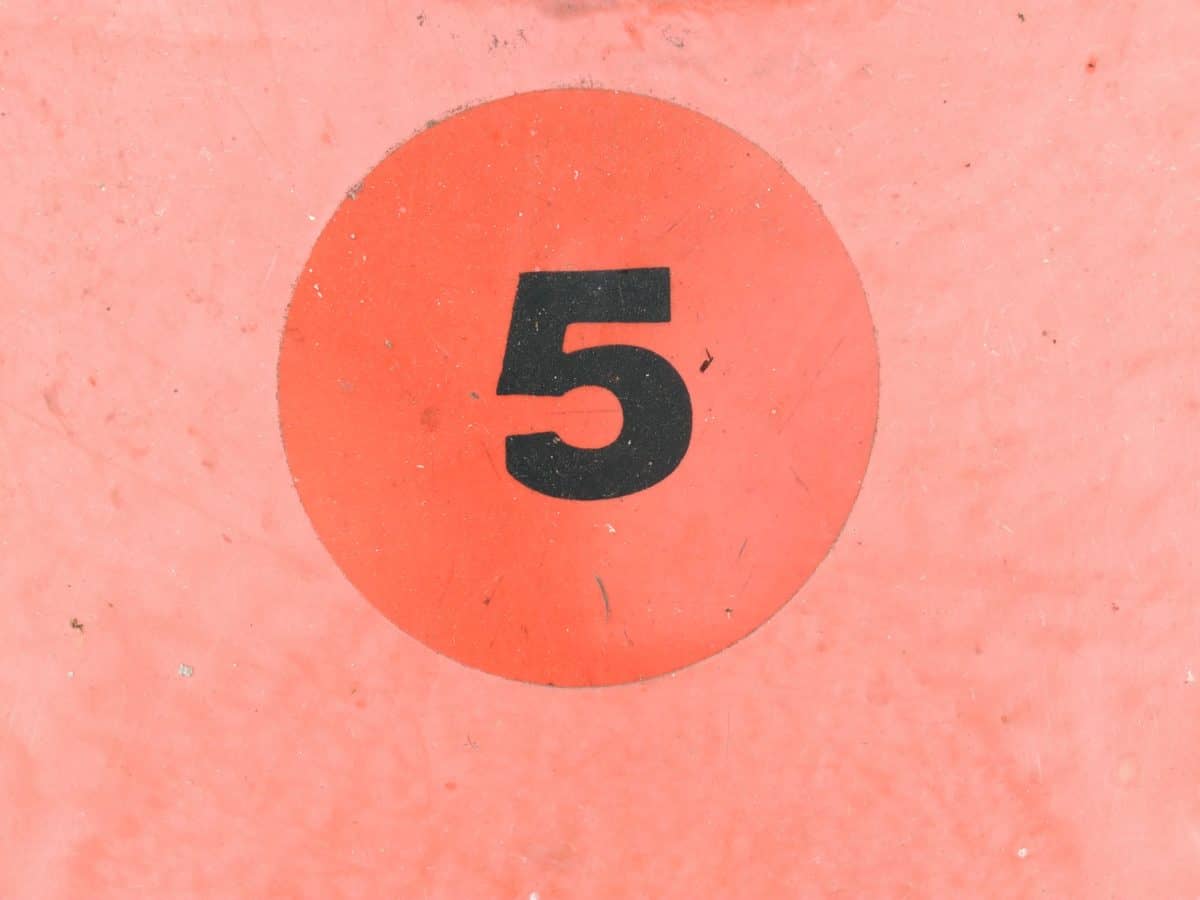 número, 5, pintura, color, muestra, símbolo, rojo