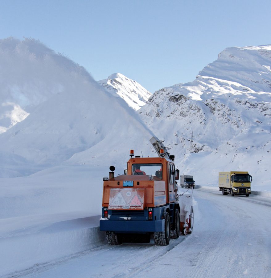 Гора, грузовик, холодная, зима, снег, автомобиль, пейзаж
