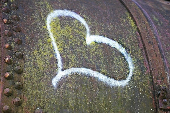 hjärta, teckning, grafit, metall, korrosion