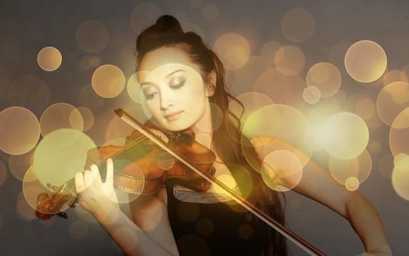 umjetnost, djevojka, svjetlo, violina, glazba, refleksija