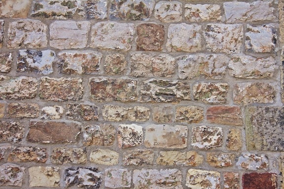 늙은, 벽, 조직, 돌, 건축물, 무늬, 벽돌
