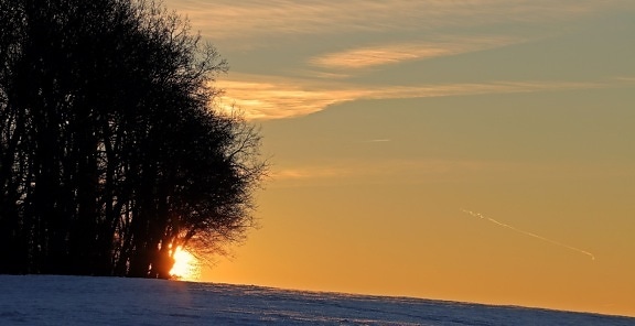sunrise, sunset, dawn, dusk, landscape, sky, snow, winter