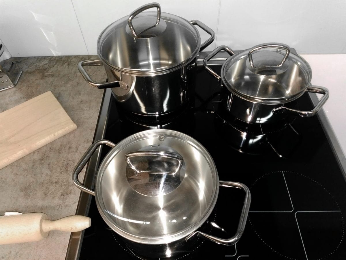fogão, panela, fogão, panela, utensílios de cozinha, aço, panelas