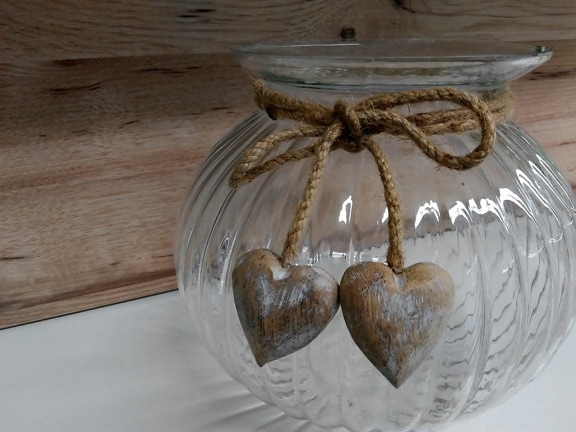 oggetto, decorazione, ciotola, vetro, cuore, legno, mensola