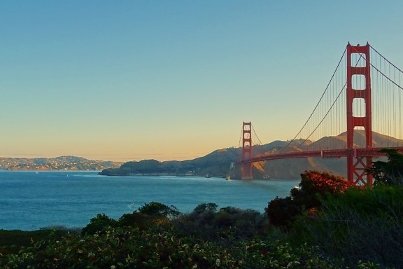 물, 샌프란시스코, 다리, 바다, 대양,만, 연안, 경계 표, 구조