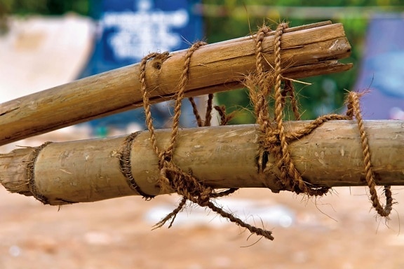 rope, bamboo, cane, outdoor, object, wood, daylight, knot