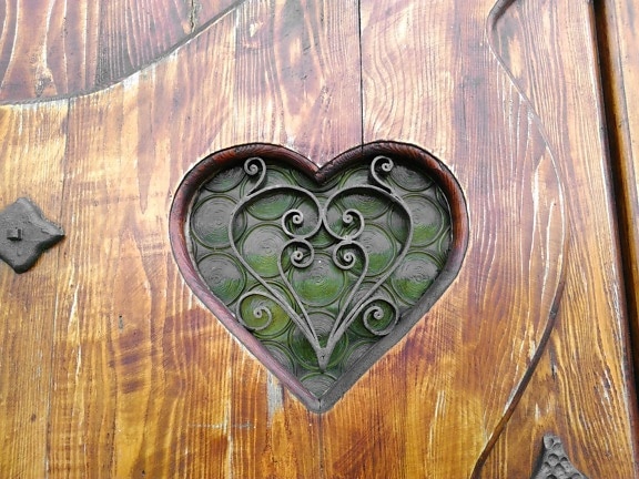 hjerte, kærlighed, romantik, træ, støbejern, objekt, kreativitet