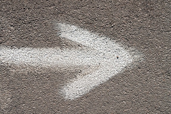 стрелка, асфалт, знак, бял, боя, символ, графит