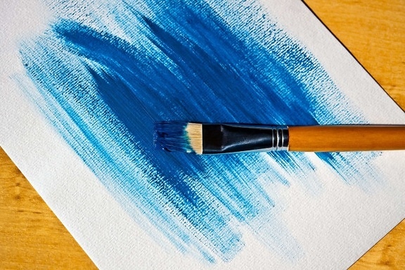 pinceau, papier, pinceau, art, bleu