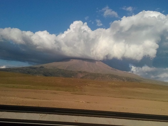 dağ, yanardağ, bulut, volkanik patlama, peyzaj, mavi gökyüzü, açık