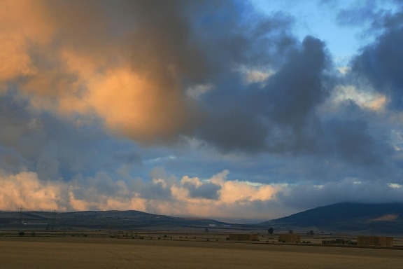 landscape, sunset, blue sky, atmosphere, steppe, land, outdoor, cloud