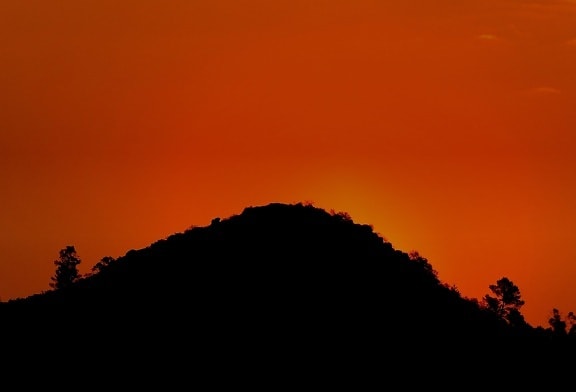 dusk, backlit, silhouette, shadow, dawn, sky, hill, sun, sunset, mountain