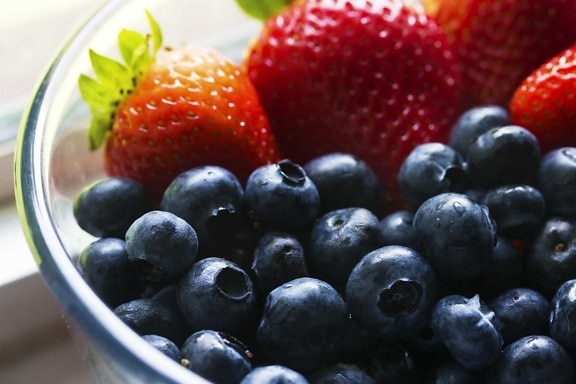 甜, 食物, 营养, 水果, 美味, 蓝莓, 抗氧化剂, 草莓, 碗