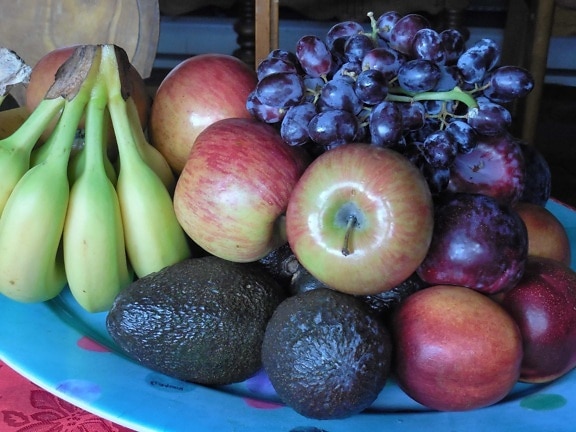 mat, äpple, frukt, banan, kost, näring, ekologiskt, stilleben