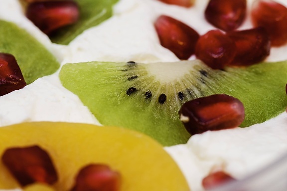 édes, Kiwi gyümölcs, élelmiszer, finom, dara, desszert, diéta, vanília krém