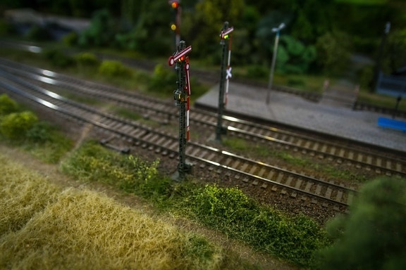 철도, 장난감, 개체, 기관차, 교통, semaphoregrass, 야외