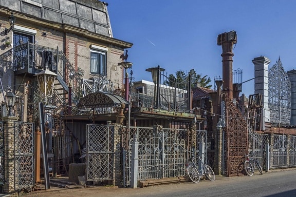 cast iron, fence, exterior, house, handmade, architecture, street, outdoor