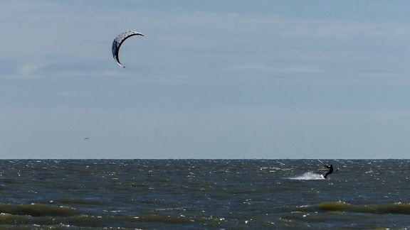 tengerpart, szörfözés sport, ejtőernyő, kék ég, víz, óceán, tengerpart, táj, tenger