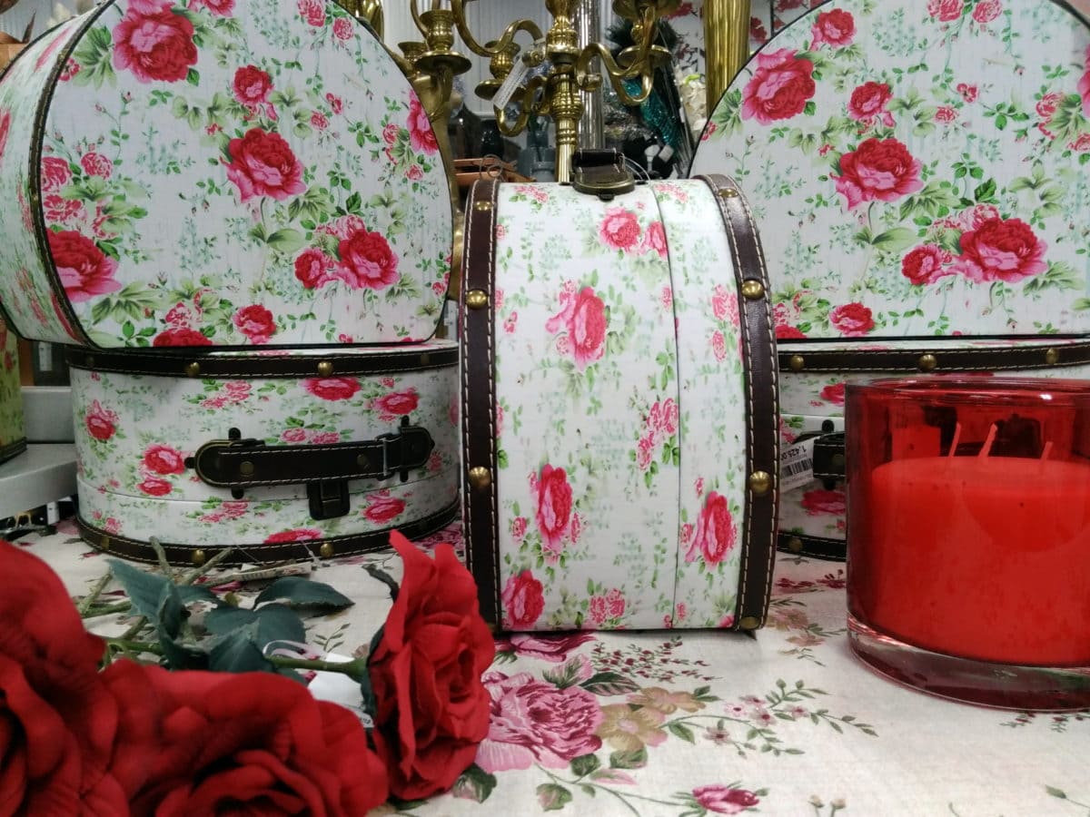 bagage, håndtaske, retro, dekoration, blomst, Rose, objekt