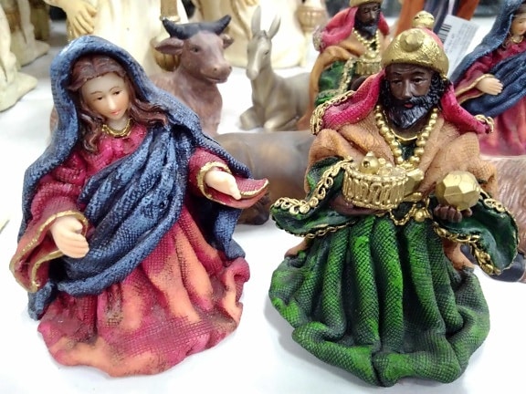 toy, figurine, object, Christmas, religion, costume, mask