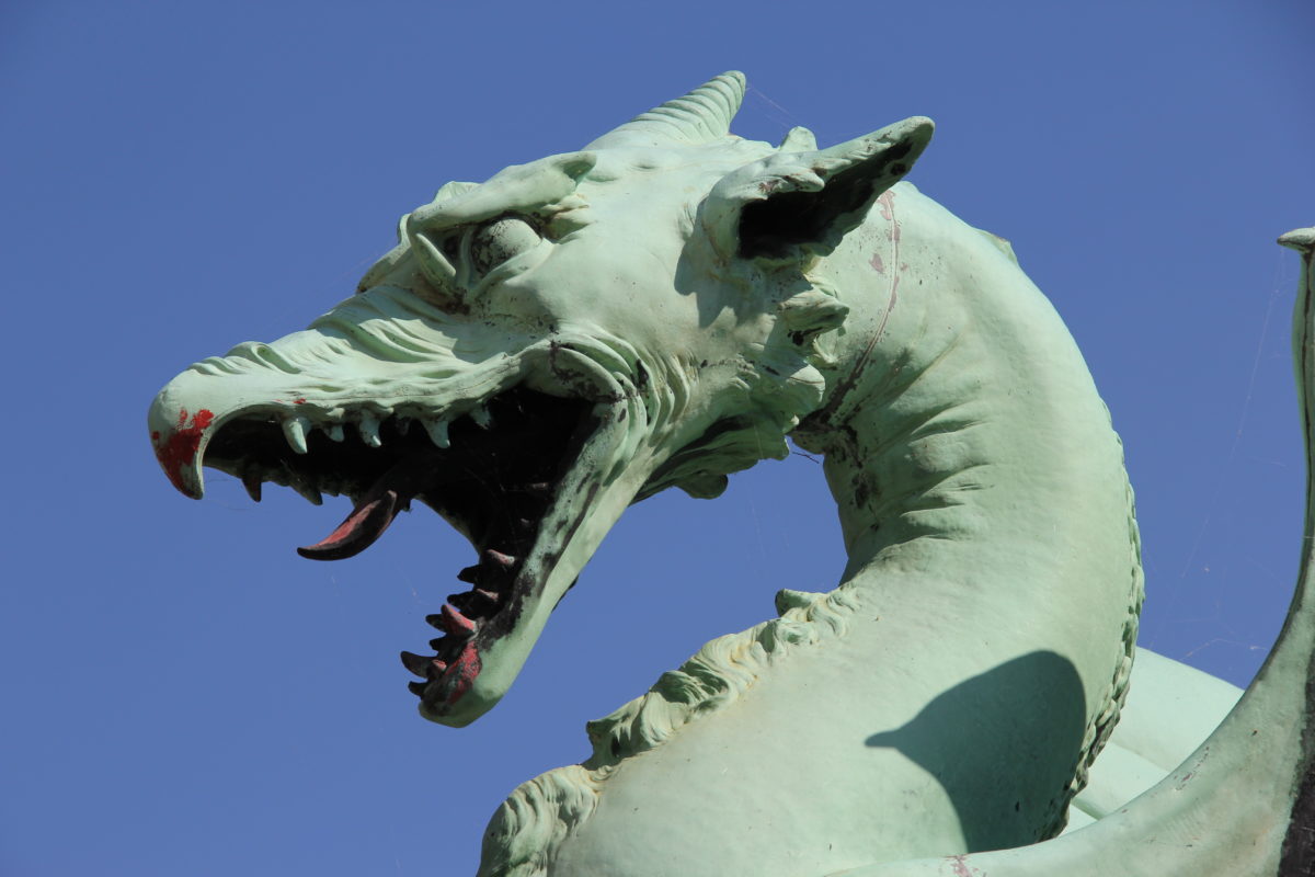Dragon Head, bronze, Dragon, skulptur, blå himmel, statue, dyr, udendørs