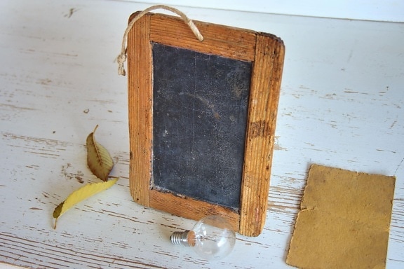 chalk board, antique, retro, texture, leaf, rustic, wood, old, light bulb