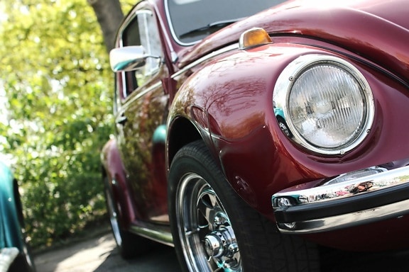 Volkswagen beetle, drive, chrome, classic car, headlight, vehicle, automobile, sedan car