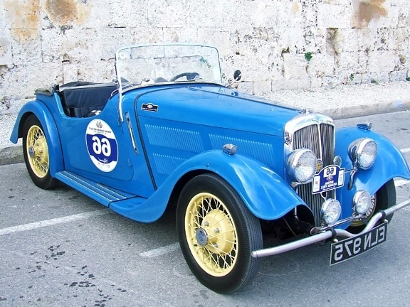 Blue, Oldtimer bil, kjøretøy, retro, asfalt, klassisk bil, hjul