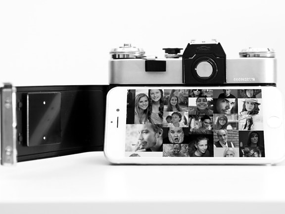 modern technológia, felszerelés, fotó kamera, fotográfia, fekete-fehér