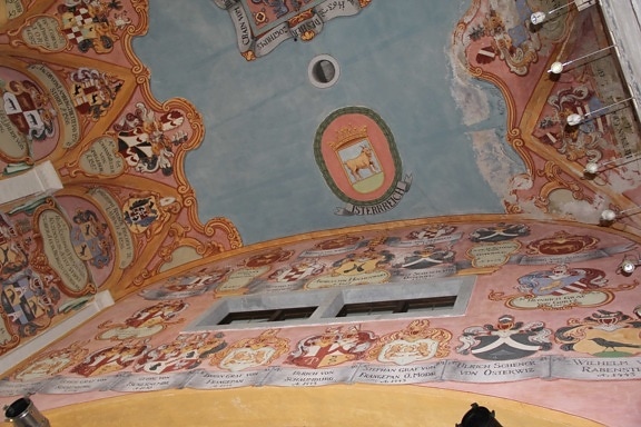 Ljubljana kasteel, Slovenië, schone kunsten, schilderen, plafond, muur, interieur decoratie