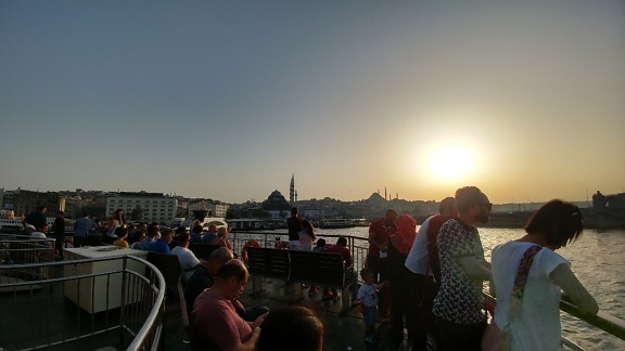kerumunan, penonton, city, Istanbul, orang, objek wisata, matahari terbenam, pemandangan, pariwisata, perjalanan